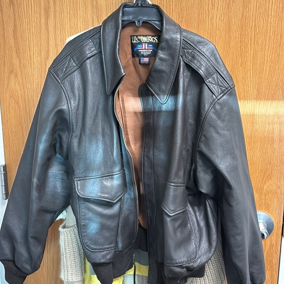 U.S. Wings Brown Leather Jacket - Picture 1 of 5